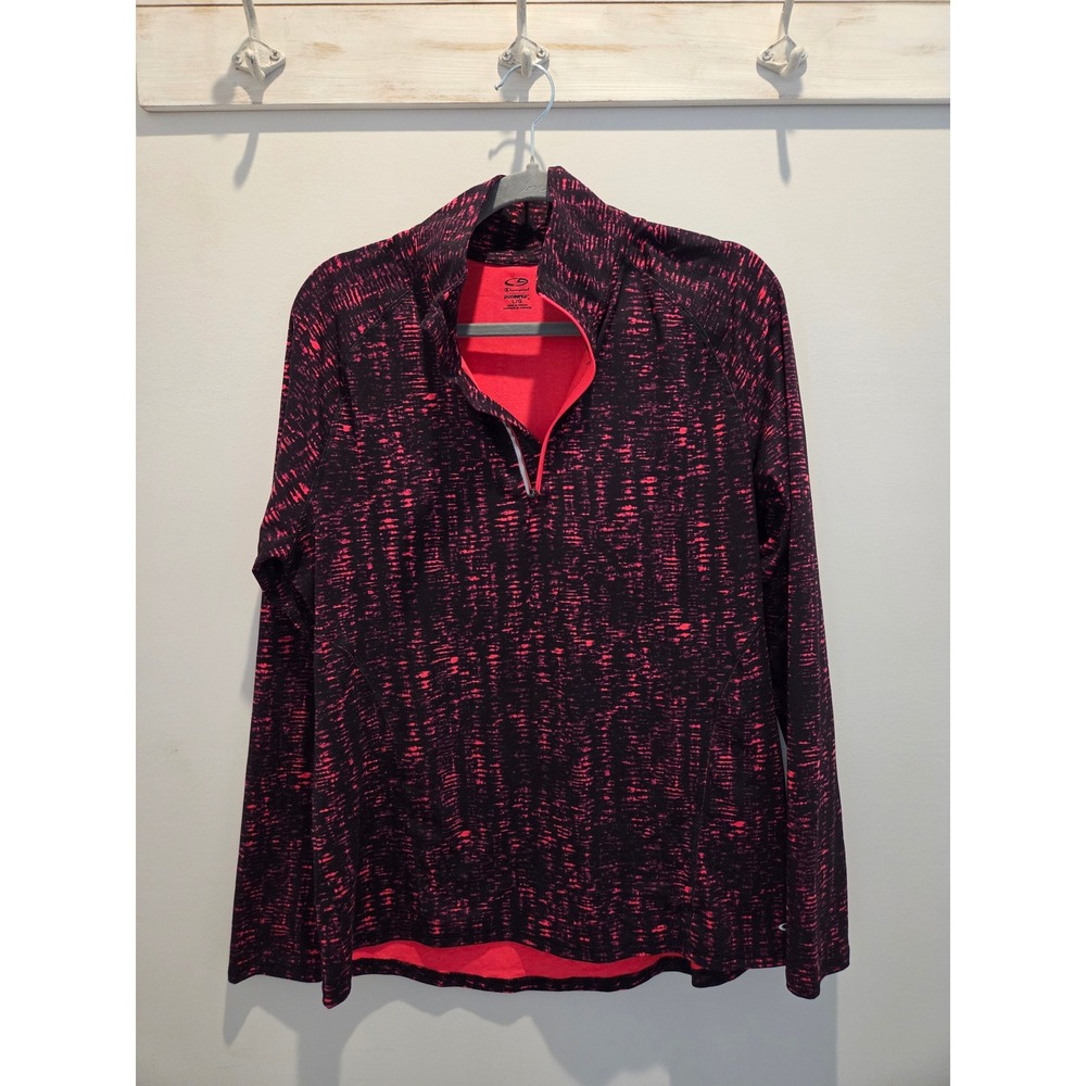Champion Women's Active Pullover Top Long Sleeve Pink Black Geometric L